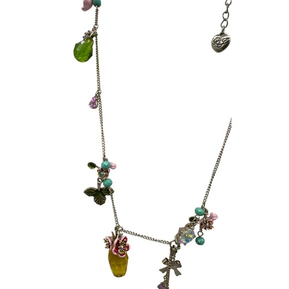 Betsy Johnson Pineapple Pendant & Floral Charm Necklaces set Matching Earrings - Picture 7 of 9